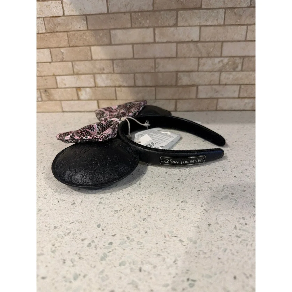 Disney Parks Loungefly Pink Snakeskin Minnie Mouse Ears Headband NWT